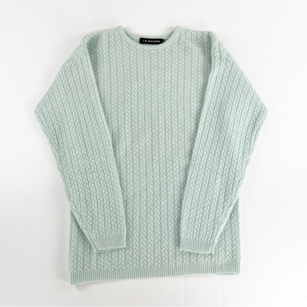 Vintage IB Diffusion Teal Cable Knit Long Sleeve Pullover Sweater Top